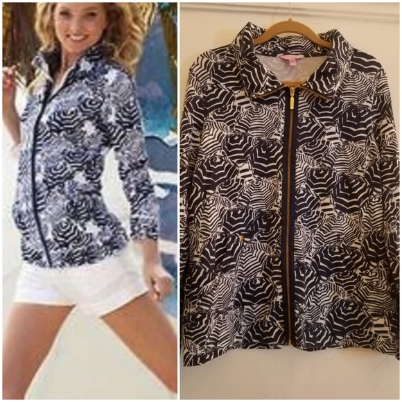 Leona Lilly pulitzer zip up sweater sz L - Picture 2 of 7